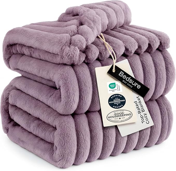 Bedsure GentleSoft Light Purple California King Size Blanket for Couch - Cozy Soft Blankets for Women, Cute Small Fleece Throws for Girls, Birthday Gifts for Women, 102x96 Inches