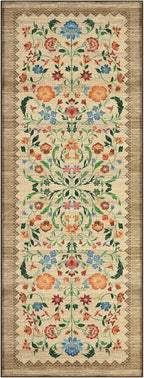 GarveeHome Floral Rug 2x6 Runners for Hallways, Boho Kitchen Runner Rugs Non Slip Bath Runners, Vintage Washable Runner Rug for Bedroom, Soft Long Rugs for Entryway Bathroom Laundry Dorm, Beige