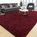 Tepook Fluffy Burgundy Rugs for Living Room, 6x9 Dark Red Area Rug for Bedroom, Soft Shaggy Plush Floor Carpet for Kids Girls Boys Room, Indoor Non Slip and Washable Carpets for Nursery Home Decor
