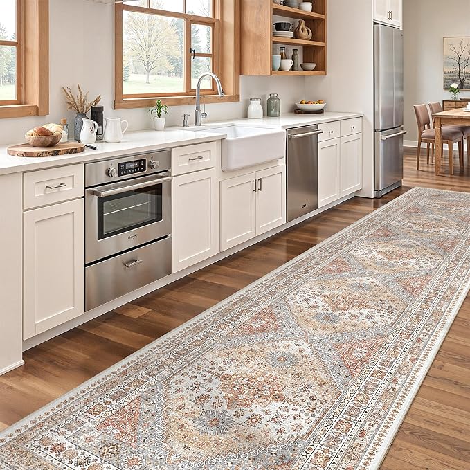 zesthome 2'6 x 12' Runner Rug Non Slip,Washable Kitchen Rugs,Orange