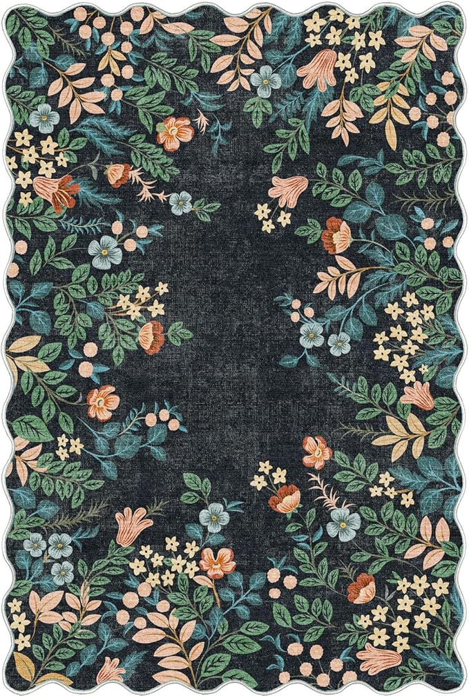 Othilic Front Door Mat Outside Entrance - 2x3 Dark Navy Floral Non-Slip Washable Doormat Indoor Outdoor Mat Boho Vintage Entry Rug Small Throw Rugs for Entryway Kitchen Front Porch Decor