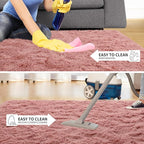 Tepook Super Soft Fluffy Rug for Bedroom, Modern Shaggy Fuzzy Kids Rugs for Living Room, Plush Indoor Nursery Home Decor Dorm Carpet with Non-Slip Bottom, Blush, 4 X 6 Feet