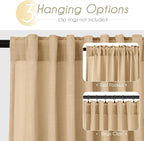 Tan Linen Curtains 96 inches Long for Living Room Back Tab Rustic Farmhouse Semi Sheer Light Filtering Window Curtain Dining Room Soft Thick Flax Linen Textured Drapes Kahki 52x96