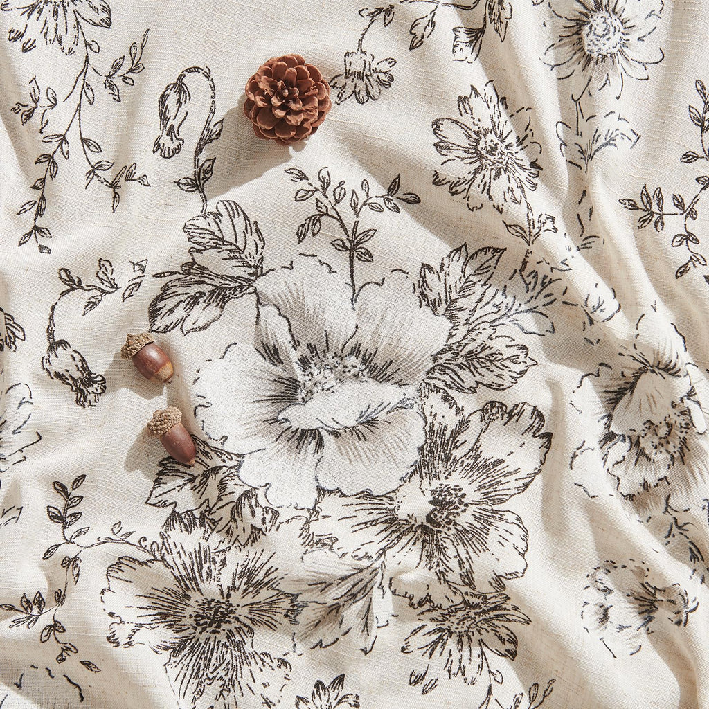 jinchan Vintage Floral Linen Curtains 84 Long for Living Room 2 Panels