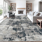 10x14 Area Rugs for Living Room, Washable Modern Abstract Large Area Rug Neutral Soft Non Slip Kids Rug Stain Resistant Indoor Carpet for Bedroom Dining Room Playroom Office(BlackGrey, 10'x14')