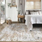 XLUEZ 5x7 Area Rugs for Living Room, Washable Modern Abstract Large Area Rug Neutral Soft Non Slip Kids Rug Stain Resistant Indoor Carpet for Bedroom Nursery Dining Room Playroom(Beige, 5'x7')