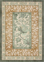 GarveeHome Terracotta Olive Sage Green Washable 6x9 Area Rugs, Botanical Grove Vintage Cottagecore Non-Slip Rug for Living Room Bedroom Nursery Kitchen Low-Pile Retro Large Carpet