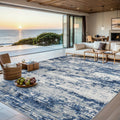 PLHXFR Area Rug Living Room: 4x6 Abstract Washable Carpet Blue Gray
