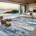 PLHXFR Area Rug Living Room: 4x6 Abstract Washable Carpet Blue Gray