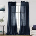 Nanspring Mist Sage Linen Curtains Semi Sheer 96 Inches Long 2 Panels Set for Living Room Back Tab Rod Pocket Light Filtering Drape for Bedroom Modern Farmhouse Coastal Decor Protect Privacy 52x96 — 기타