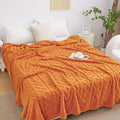 Aganear Fleece Throw Blanket for Bed Couch,Fall Boho Blanket,90"x90" Orange
