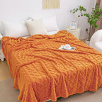 Aganear Fleece Throw Blanket for Bed Couch,Fall Boho Blanket,90"x90" Orange