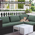 8Pcs Outdoor Cushion Covers, Patio Cushion Covers,Stretch Elastic Slipcovers, Replacement Washable Furniture Protector for Patio Couch,Thick Jacquard Textured Twill Fabric(Matcha Green,Cover Only)