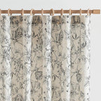 jinchan Floral Curtains 96 Inches Long Black Flower Linen Farmhouse Curtain for Living Room French Country Vintage Curtain Rod Pocket Curtains Set 2 Panels Balck Floral Printed