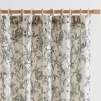 jinchan Black Floral Linen Curtains 108 Inch Farmhouse Rod Pocket 2 Panels