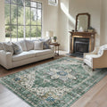 AMADA HOMEFURNISHING 6x9 Area Rug, Washable Low-Profile Large Area Rug with Non-Slip Backing & Durable Edge Binding, Vintage Large Rugs for Living Room, Bedroom