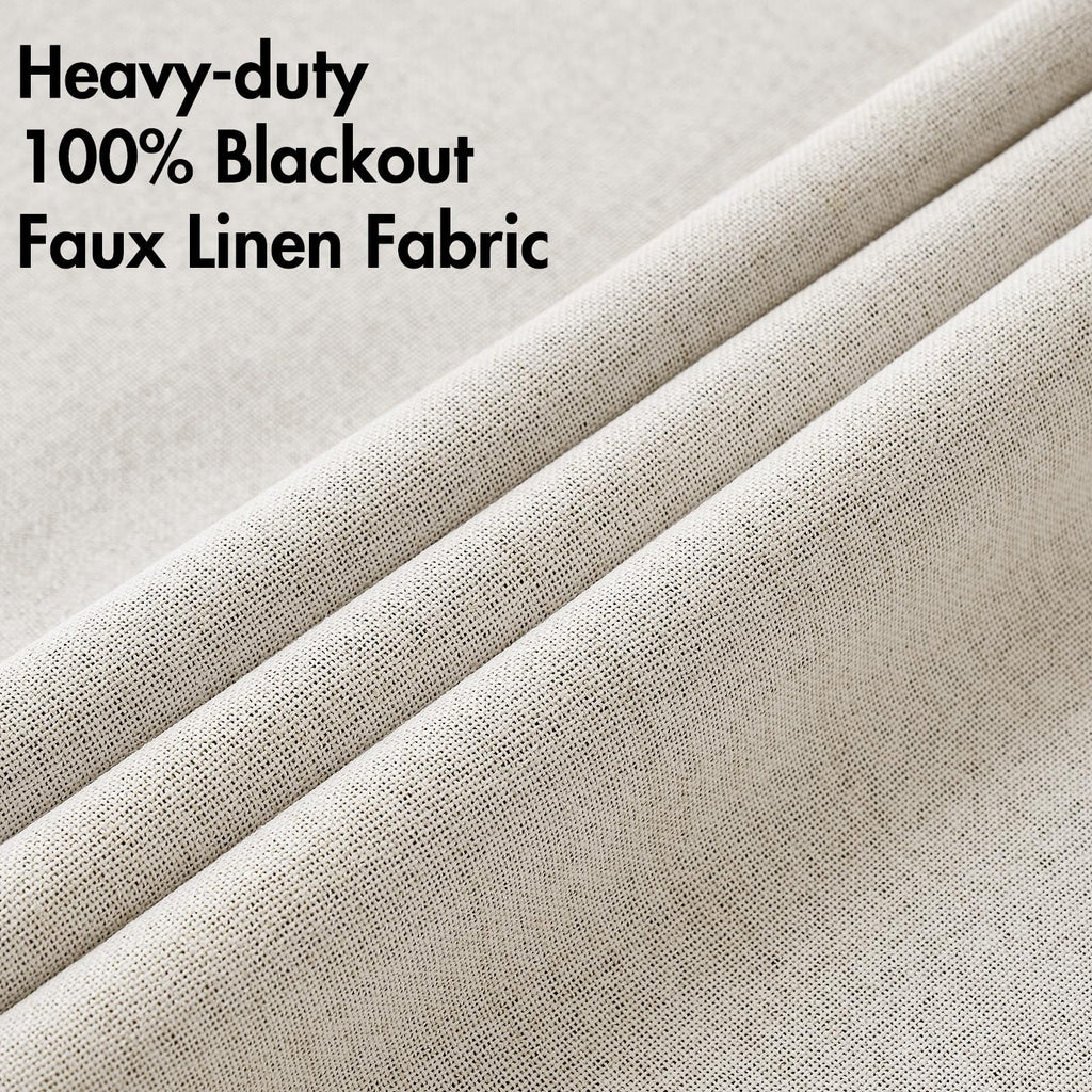 MIULEE 100% Blackout Linen Curtains for Bedroom 52x84 Inches Birch