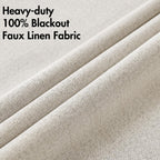 MIULEE 100% Blackout Linen Curtains for Bedroom 52x84 Inches Birch