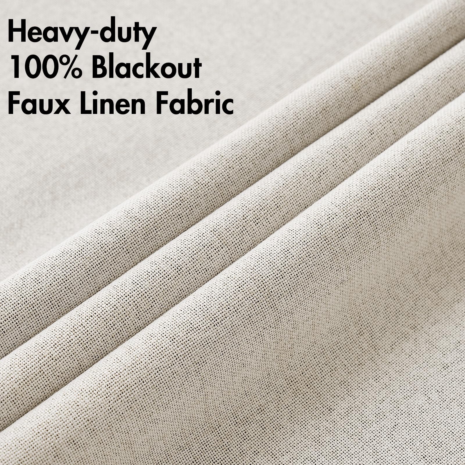 MIULEE 100% Blackout Linen Curtains for Bedroom 52x84 Inches Birch