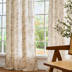 "Lazzzy Farmhouse Polyester blended Curtains Taupe Floral Curtains 96 Inch Length Back Tab Drapes for Living Room Bedroom Light Filtering Country Vintage Rod Pocket Curtain, 2 Panels, Taupe on Beige