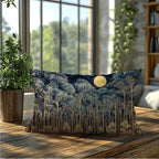 Rustic William Morris Night Forest Moon Decor Pillow Covers 12x20,Vintage Dark Gold Botanical Nature Landscape Decorative Throw Pillow Covers for Home Bedroom Living Room