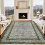 GarveeHome 8x10 Large Washable Area Rug Modern Bordered Distressed Geometric Floor Carpet