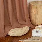 NICETOWN Caramel Linen Curtains for Kitchen, Thick Flax Small Window Treatments Semi Sheer Privacy Assured with Light Through for Cafe/Bathroom, W55 x L92, 2 Panels