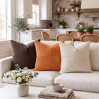 Fancy Homi 2 Packs Burnt Orange Decorative Throw Pillow Covers 22x22 Inch for Living Room Couch Bed, Rustic Farmhouse Boho Home Decor, Soft Corss Corduroy Patchwork Accent Square Cushion Case 55x55 cm