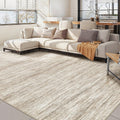 Nakagishi 10x14 Area Rugs Living Room: Washable Large Vintage Rug Neutral Non-Slip Soft Stain Resistant Indoor Carpet for Bedroom Nursery Dining Room Office Playroom - Brown-01