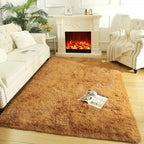 LOCHAS Area Rugs Fluffy Living Room Carpets for Kids Bedroom 4x5.3, Khaki