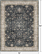 Hazo Haus Boho Dining Room Rugs for Under Table - Washable Black Area Rug for Living Room, Low Pile Non-Slip Rugs for Bedroom, Office - Charming Geometric Decor & Stain Resistance - 6x8 Black/Multi