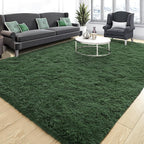 Tepook Area Rugs 9x12 for Living Room, Super Soft Fluffy Rugs for Bedroom, Modern Shaggy Rug Fuzzy Carpets for Kids, Plush Indoor Nursery Home Decor Rug with Non-Slip Bottom, Dark Green