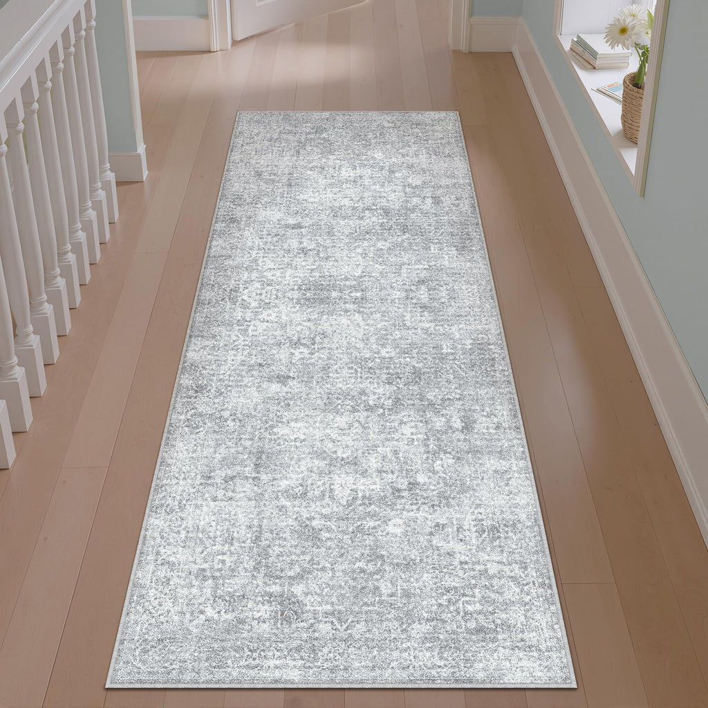 PureCozy 2x6 Runner Rug Vintage Gray Distressed