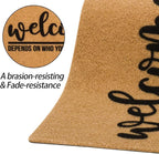 Eohak Welcome-Ish Front Door Mat - Welcome-Ish Depends Who You are Doormat Non Slip Backing Mat for Home Entry Farmhouse（17"x 29" ）