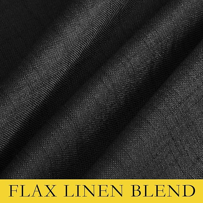 NICETOWN Vintage Open Linen Weave Flax Thermal Curtains, 100% Blackout Curtains 102 inches Long for Dining Room, Soundproof Window Treatment Drapes for Hall Room, Black, 52" Wide Per Panel, Set of 2