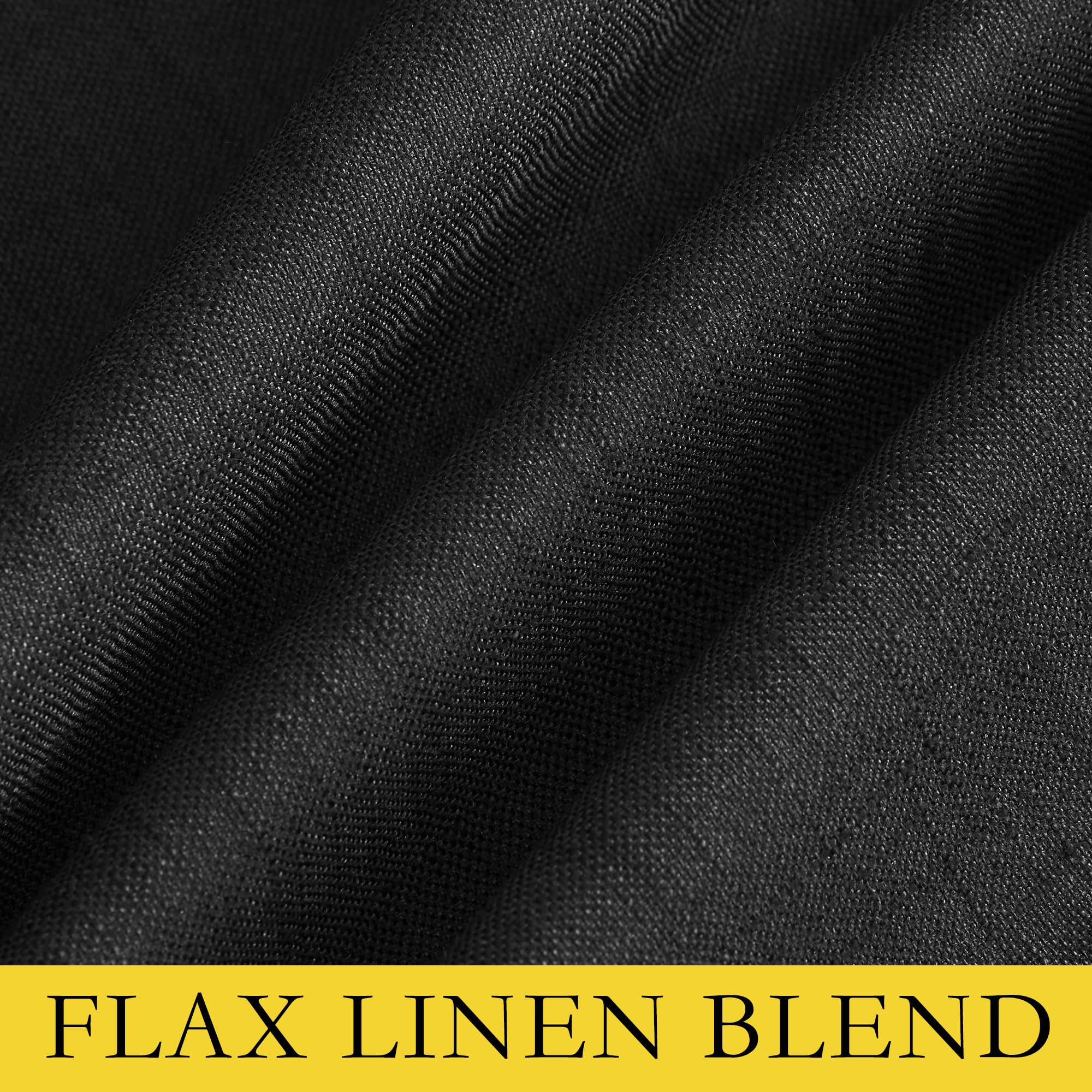 NICETOWN Vintage Open Linen Weave Flax Thermal Curtains, 100% Blackout Curtains 60 inches Long for Dining Room, Soundproof Window Treatment Drapes for Cupboard, Black, 34" Wide Per Panel, Set of 2