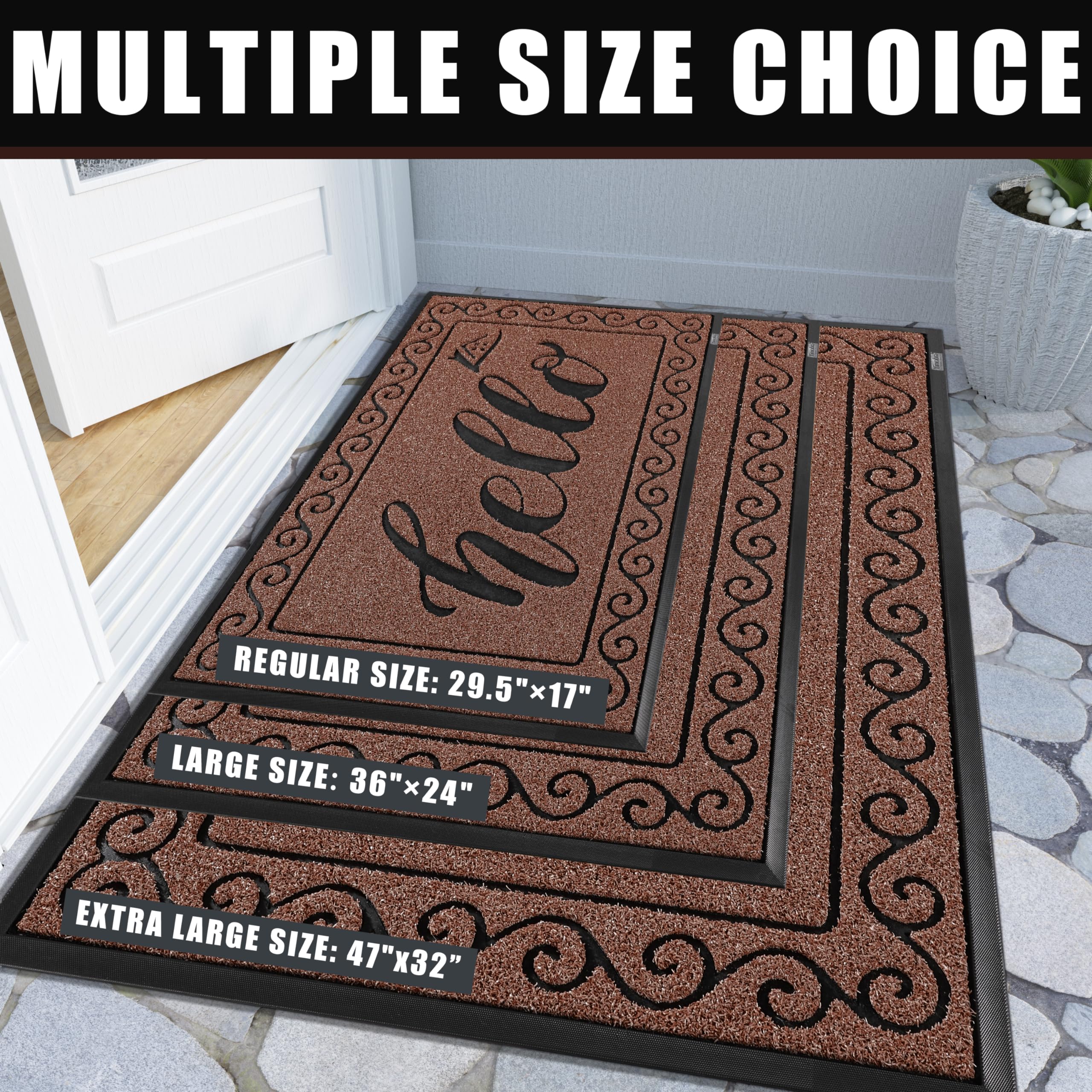 Yimobra Welcome Mats for Front Door 36x24, Heavy Duty Waterproof Outdoor Door Mat Outside Entrance, Non-Slip Low Profile Indoor Entryway Mat for Garage Patio, Maroon