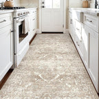 4x8 Washable Hallway Runner Rug - Wide Kitchen Runners Vintage Low Pile Carpet Soft Thin Floor Runner with Rubber Backing for Entryway Bedroom Living Room Home Decor (Beige)