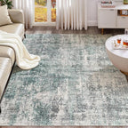 UERMEI 9x12 Area Rug Living Room Rugs - Washable Neutral Modern Abstract Soft Thin Large Rug Indoor Floor No Slip Rug Carpet for Bedroom Under Dining Table Home Office Decor - Green/Grey