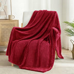 Exclusivo Mezcla Soft Waffle Fleece Bed Blanket Twin XL Size, Deep Red