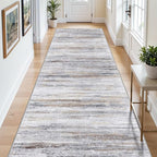 5x12 Runner Rug for Wide Hallway: Long Washable Runners for Entryway Living Room Dining Room - Stain and Water Resistant Rugs with Non-Slip Backing - Soft Low-Pile Carpet Beige Grey