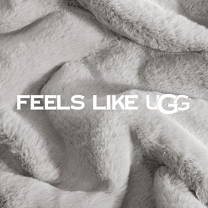 UGG Euphoria Throw Blanket, Plush Faux Fur Blanket, 50" x 70", Seal Grey