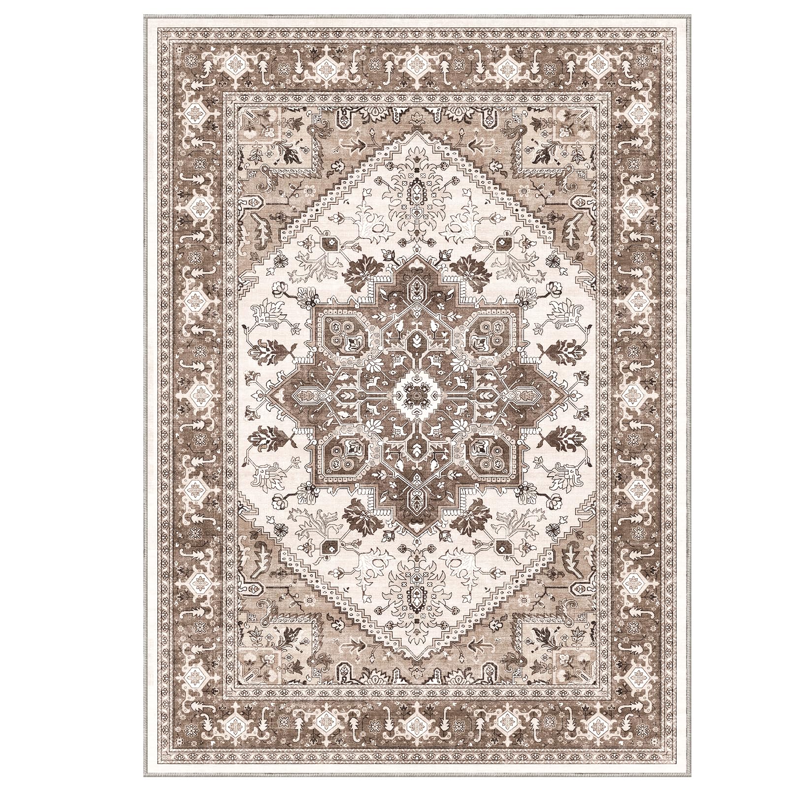 OPPODREAM Soft Area Rugs 4x6, Persian-Inspired Washable Rug, Khaki