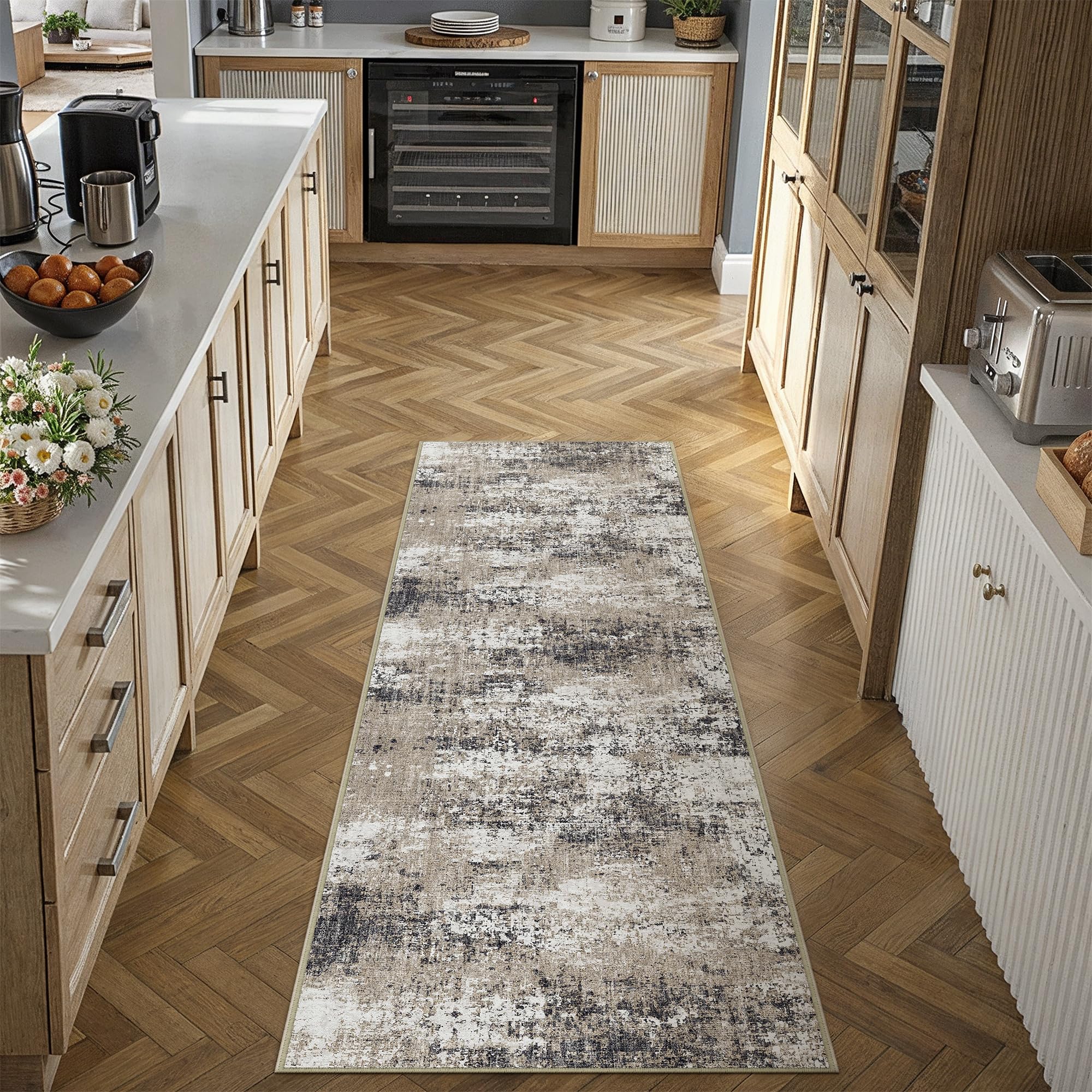 PureCozy Brown Runner Rug 2x6 Modern Abstract