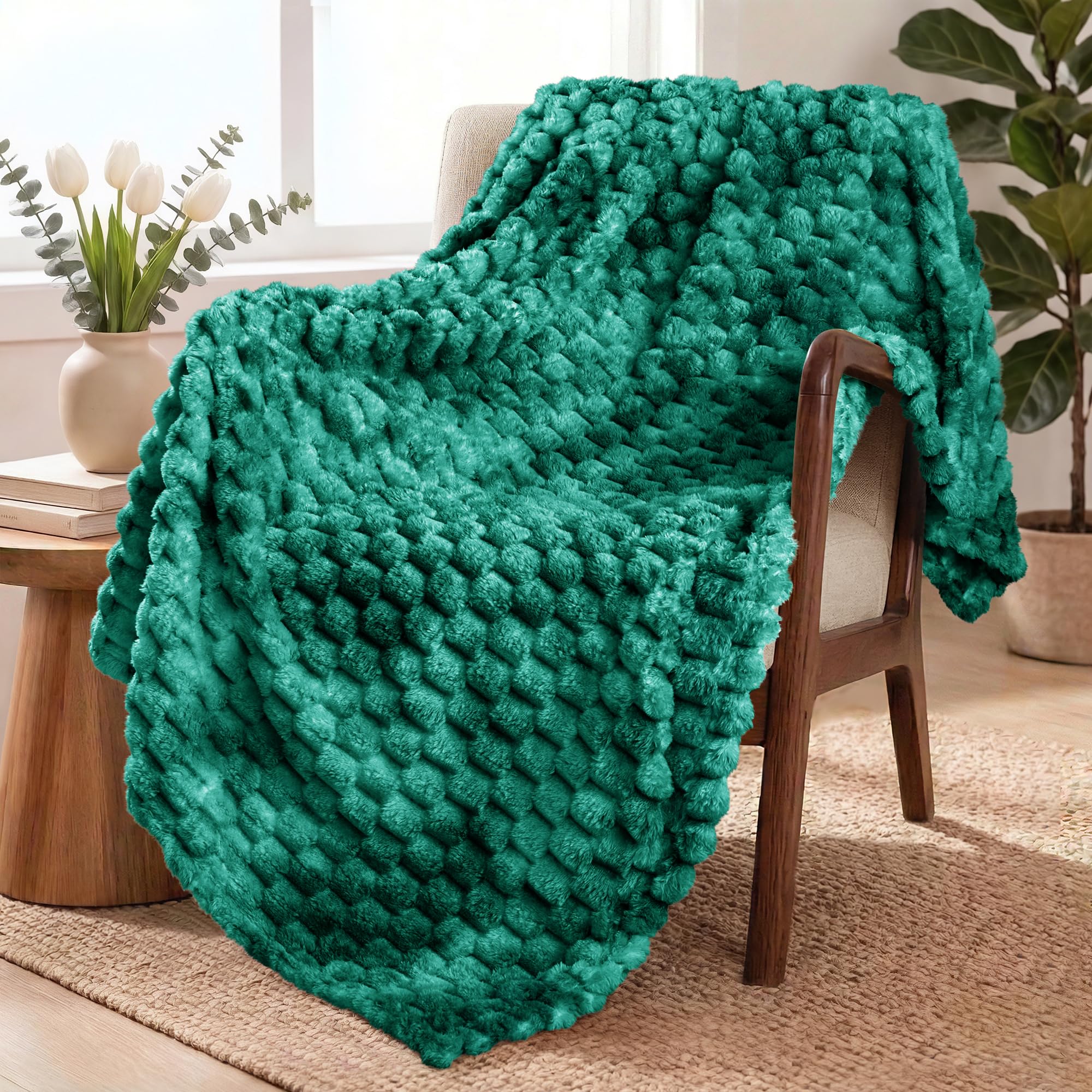 Exclusivo Mezcla Large 3D Fleece Throw Blanket for Couch, Tie-dye Teal