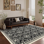 Latte&Fog 5x7 Area Rugs for Living Room Bedroom, Vintage Washable Rug, Boho Non Slip Low Pile Carpet for Dining Room, Office, Dorm, Classroom, Farmhouse and Home Office
