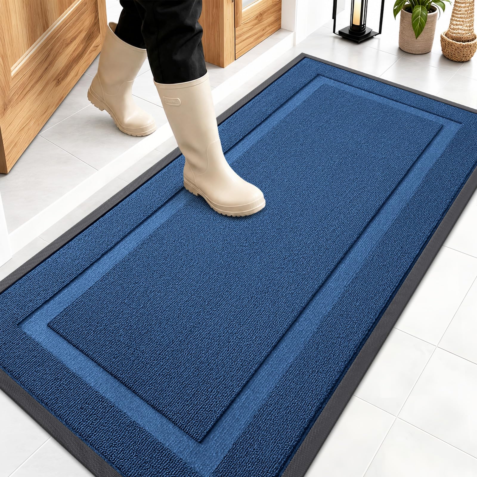 OLANLY Front Door Mat Outside 47x23, All-Season Heavy-Duty Rubber Doormat