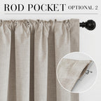 RYB HOME Natural Beige 100% Blackout Short Curtains 45 Inch Long