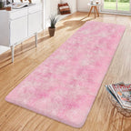 JiaoBaba Super Soft Fluffy Living Room Area Rug 2x6 ft Tie-Dyed Light Pink Shaggy Furry Carpet Washable Non-Slip Floor Rugs Bedroom Bedside Nursery Kawaii Rug Fuzzy Girls Dorm Home Decor Aesthetic