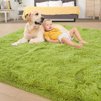 Tepook Fluffy Grass Green Rugs for Living Room Bedroom, 4x6 Soft Area Rug Moss Green Kids Girls Boys Rug, Indoor Plush Shaggy Non-Slip Carpet for Nursery Classroom Dorm Home Decor
